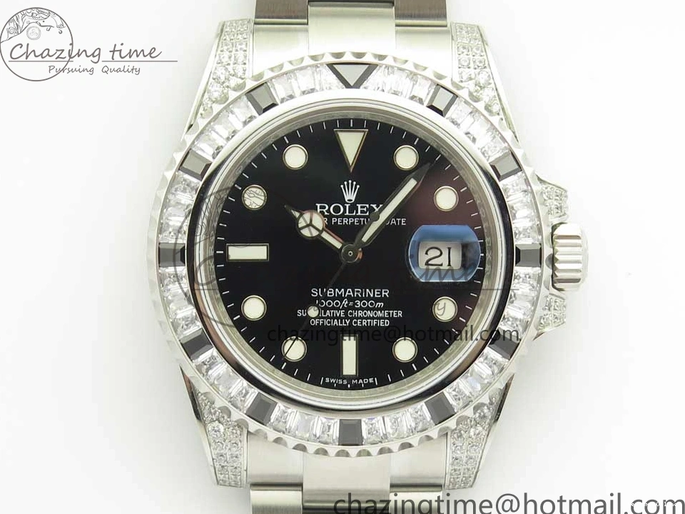 0504 GoAnywhere Submariner Black Diamond Bezel SS GSF Best Edition Black Dial On SS Bracelet A 3270